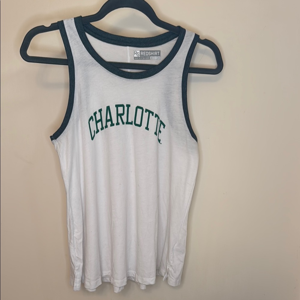 White and Green UNC Charlotte Tank Top
